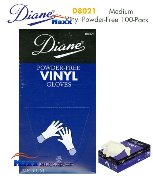 Diane Glovers Powder Free Vinyl Glovers 100 Pack - D8021 Medium Size